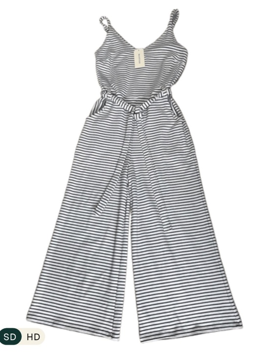 Monteau Pants - Monteau Striped Wide-Leg Culotte Jumpsuit | Size Medium